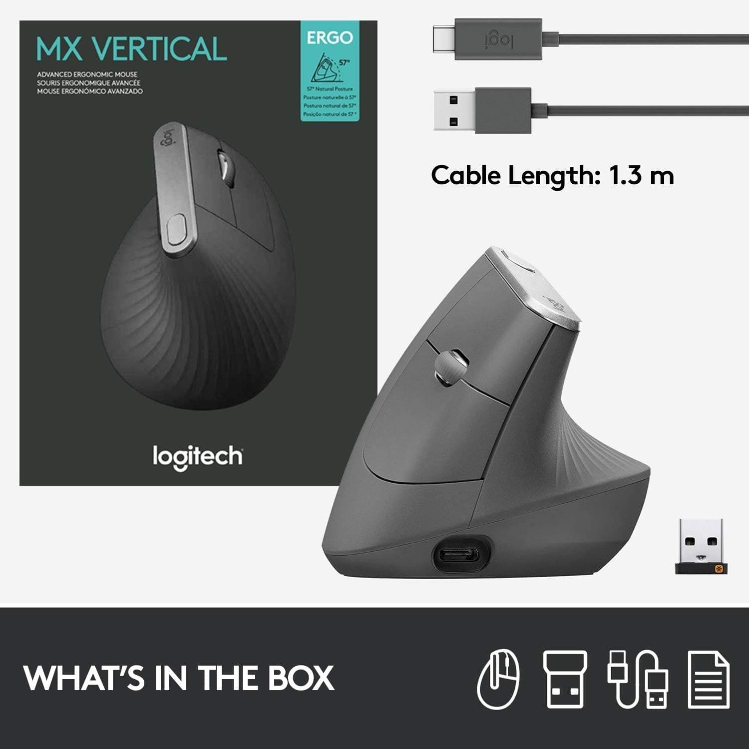 Buy Logitech,Logitech MX Vertical Ergonomic Wireless Mouse, Multi-Device, Bluetooth or 2.4GHz Wireless with USB Unifying Receiver, 4000 DPI Optical Tracking, 4 Buttons, Fast Charging, Laptop/PC/Mac/iPad OS- Black - Gadcet.com | UK | London | Scotland | Wales| Ireland | Near Me | Cheap | Pay In 3 | Computers